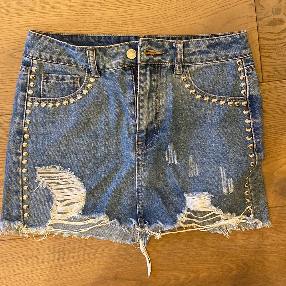 Jean Skirt with silver studs